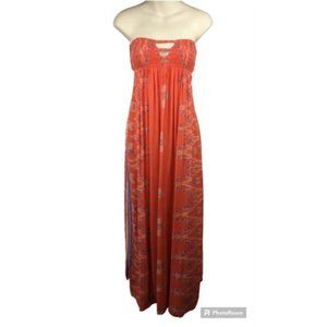 Indah - Flamingo Smocked Bandeau Maxi Dress - Size M